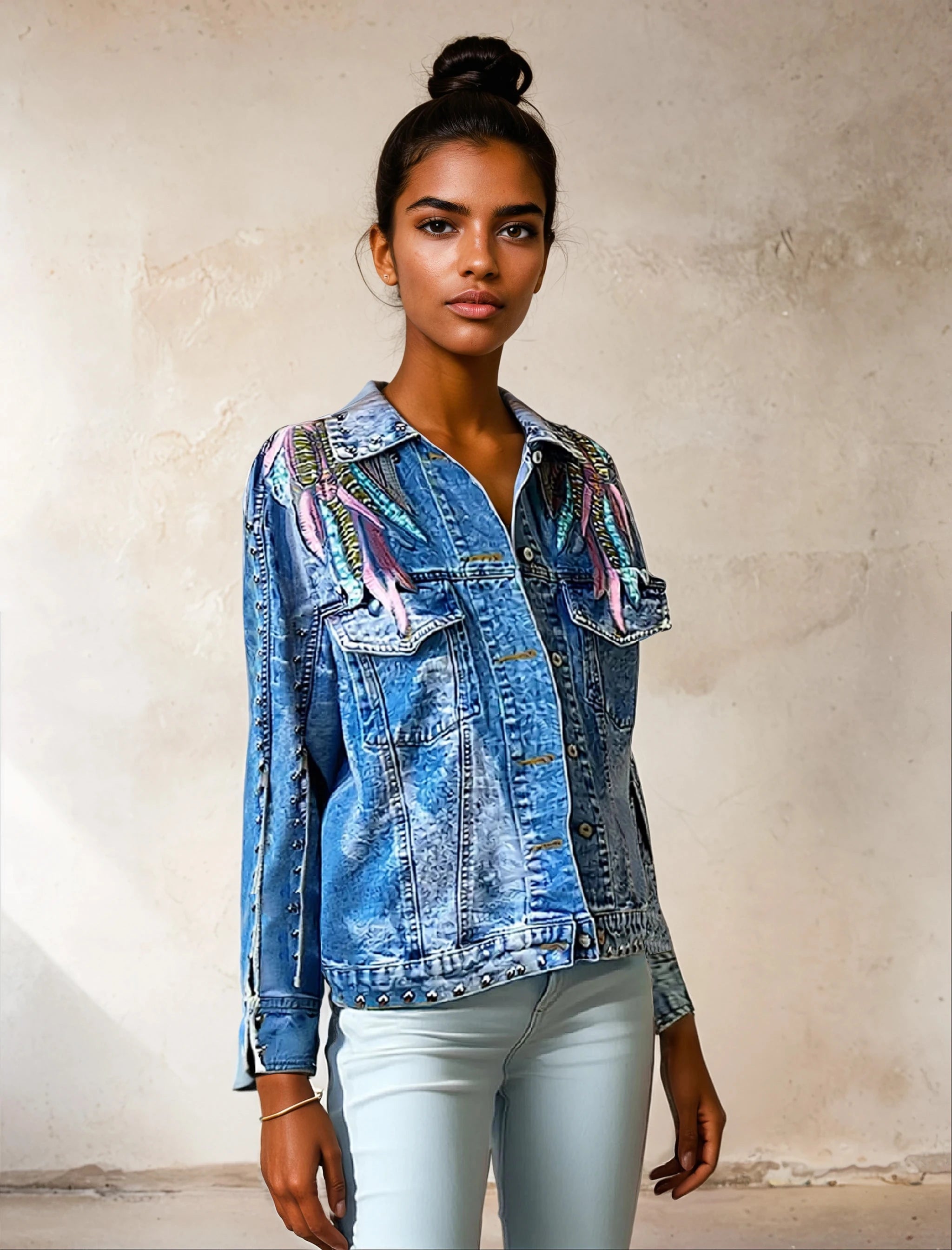 Chain Tassel Wing Denim Jacket