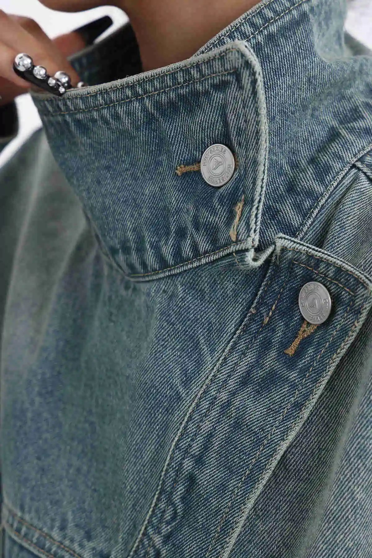 Turtleneck Loose Denim Jacket