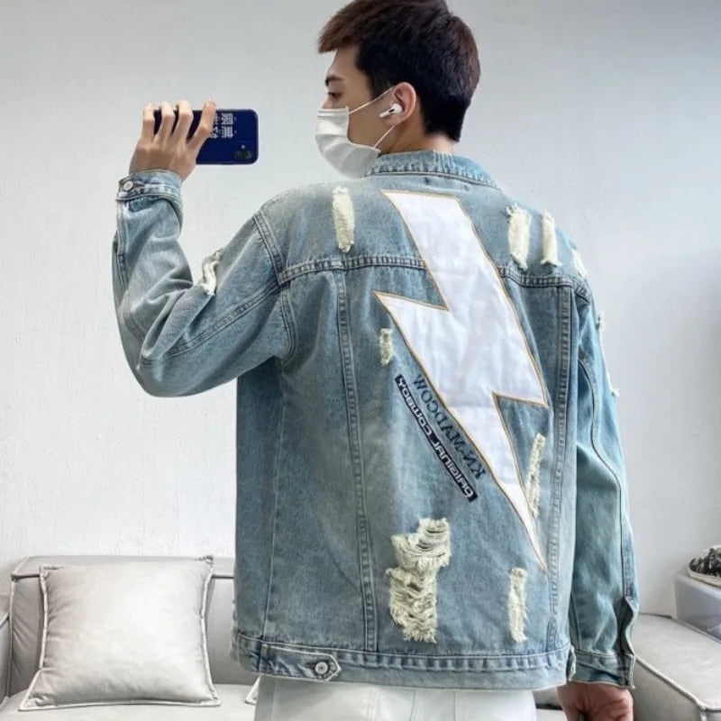 Ripped Washed Denim Jacket