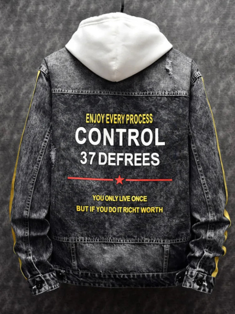 Hooded Patchwork Denim Jacket