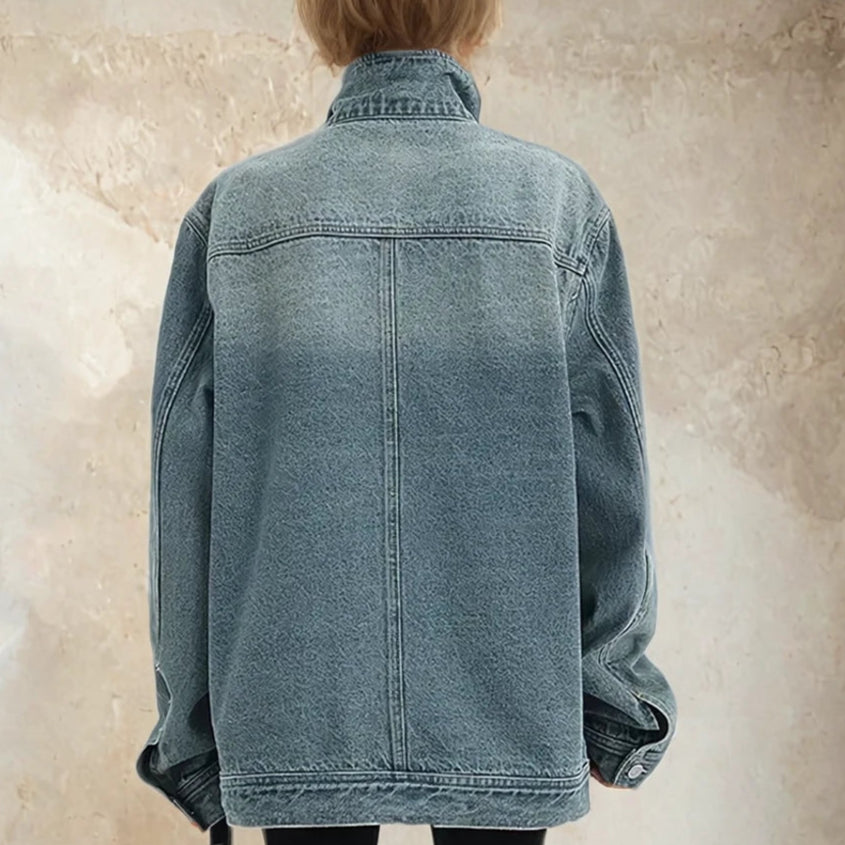 Turtleneck Loose Denim Jacket