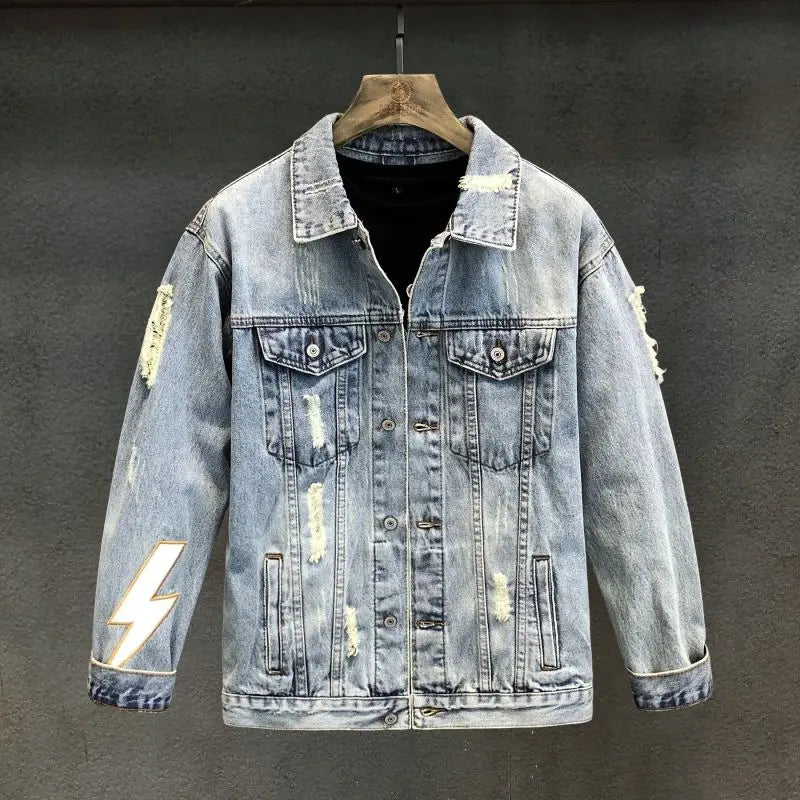 Ripped Washed Denim Jacket
