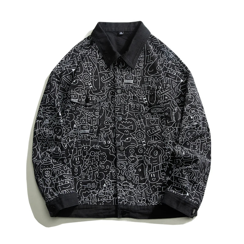 Printed Streetwear Denim Jacket
