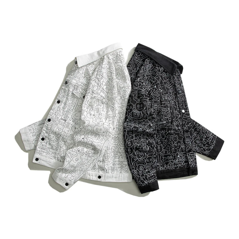 Printed Streetwear Denim Jacket