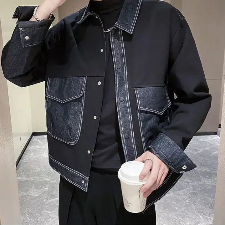 V-Neck Button Denim Jacket