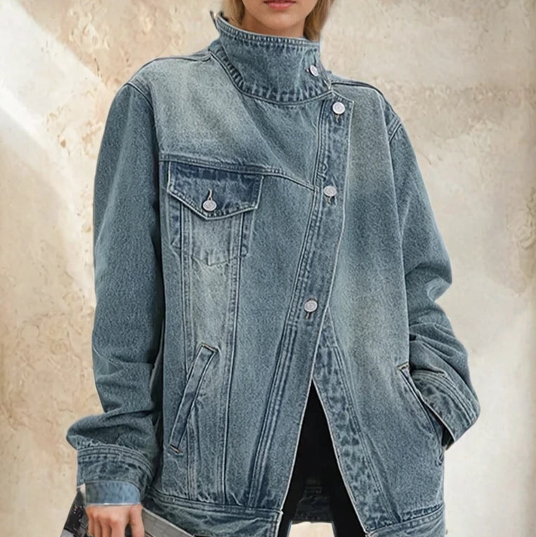 Turtleneck Loose Denim Jacket