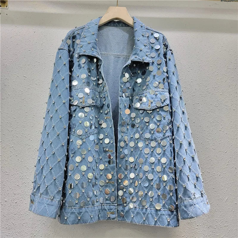 Diamond Beaded Denim Jacket