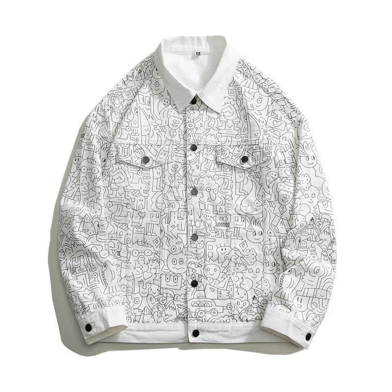 Printed Streetwear Denim Jacket