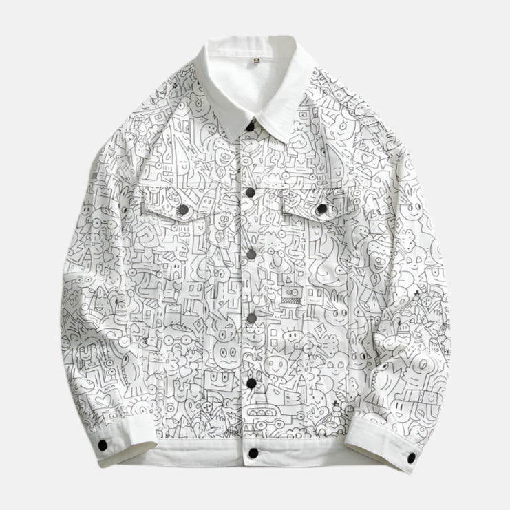 Printed Streetwear Denim Jacket