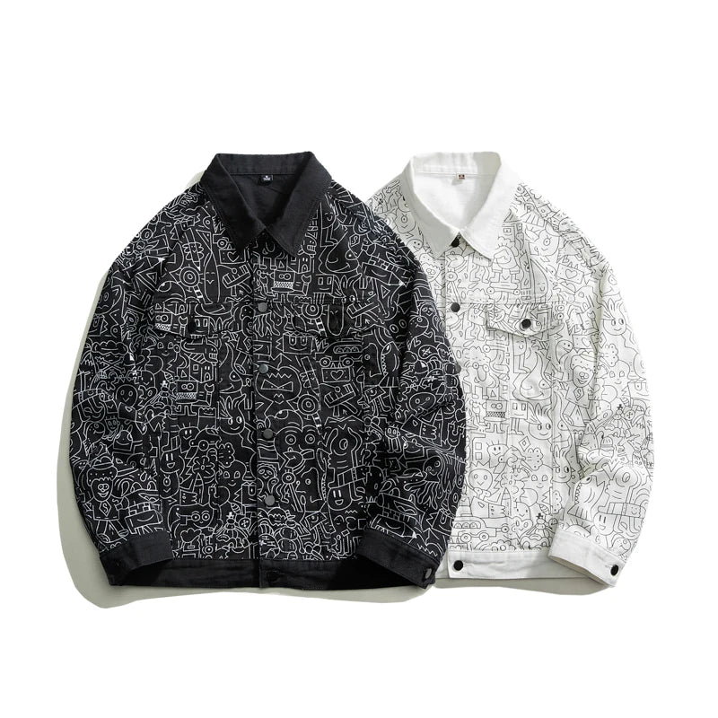 Printed Streetwear Denim Jacket