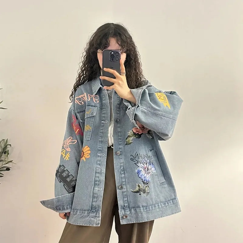 Floral Loose Denim Jacket