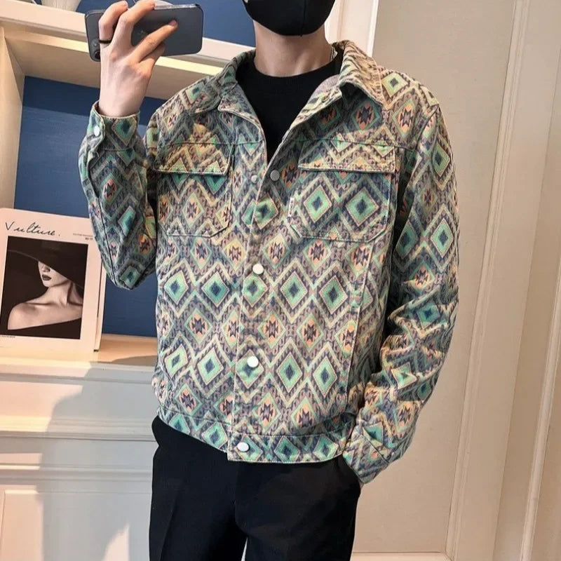 Pattern Print Denim Jacket