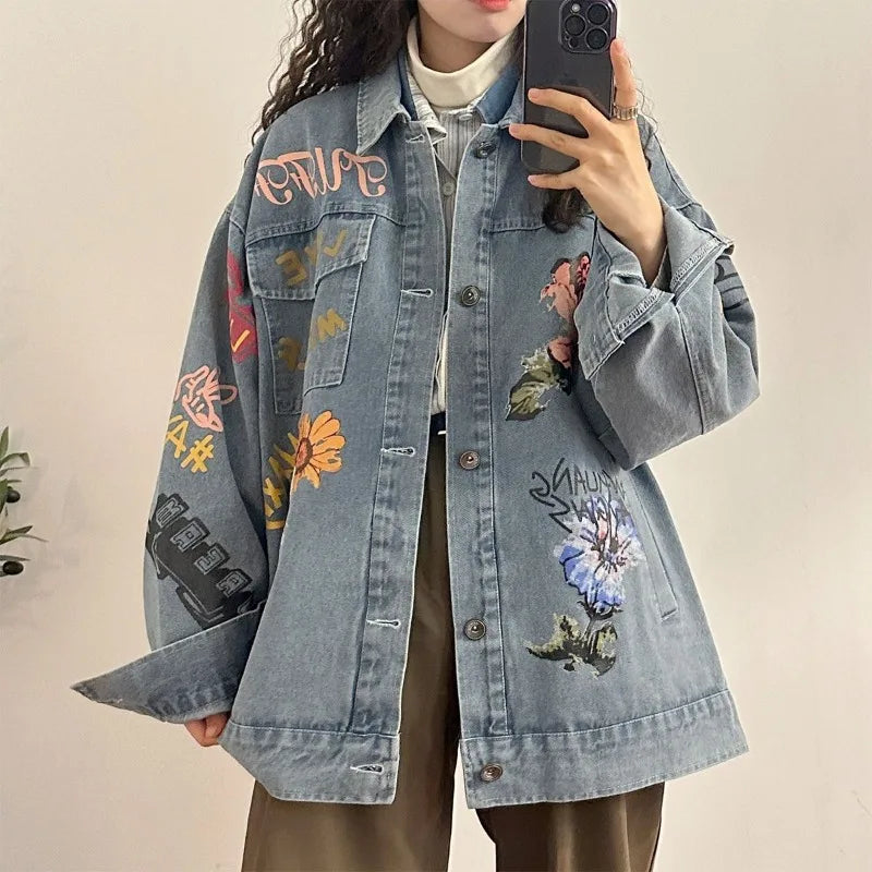 Floral Loose Denim Jacket