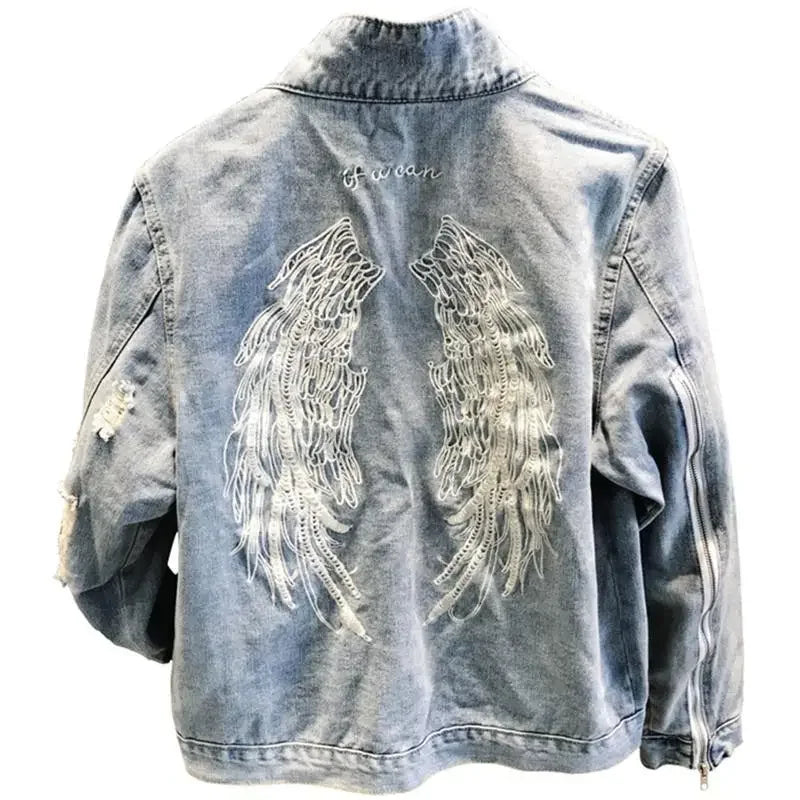Wing Ripped Denim Jacket