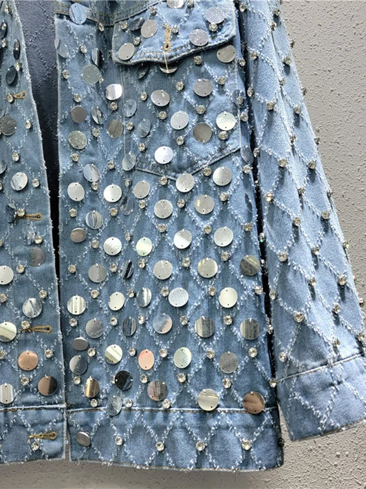 Diamond Beaded Denim Jacket