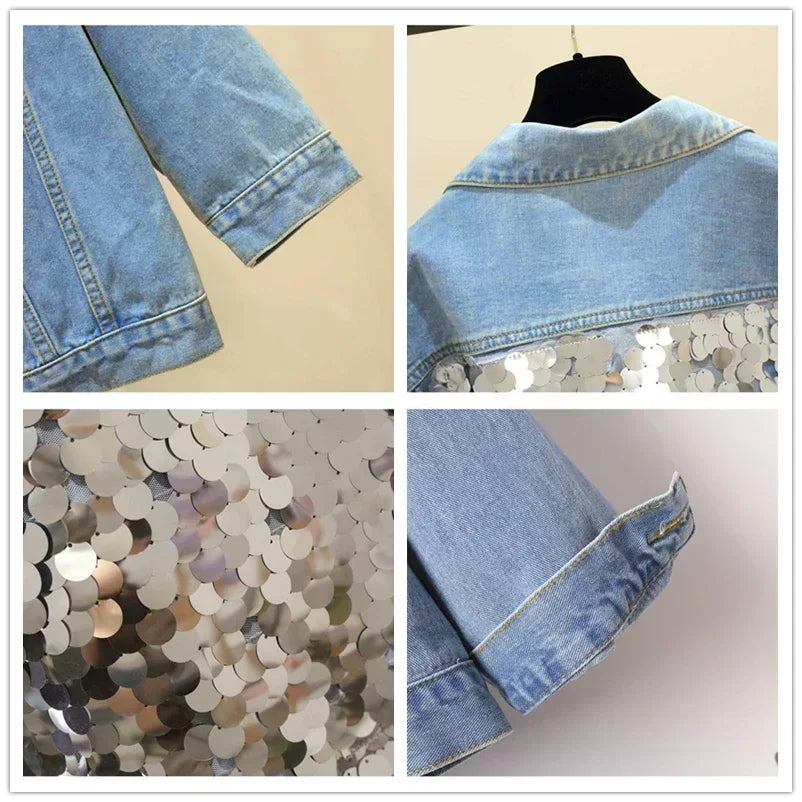 Back Sequins Denim Jacket