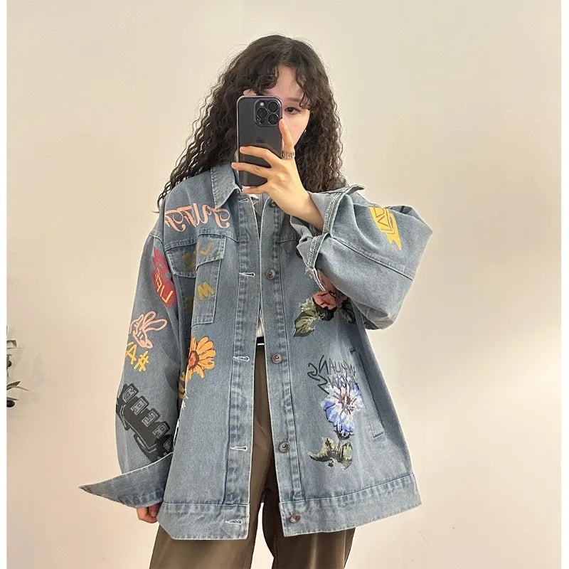 Floral Loose Denim Jacket