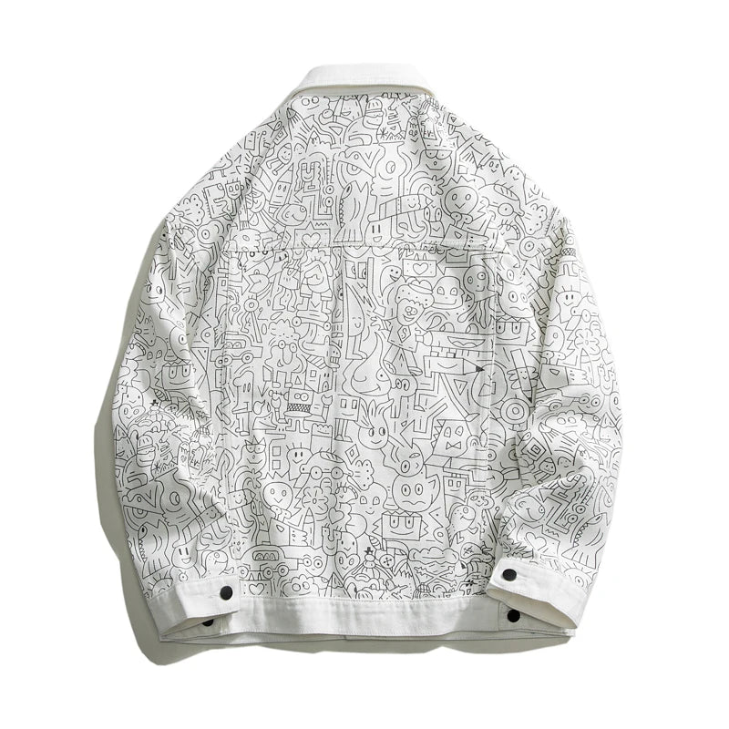 Printed Streetwear Denim Jacket