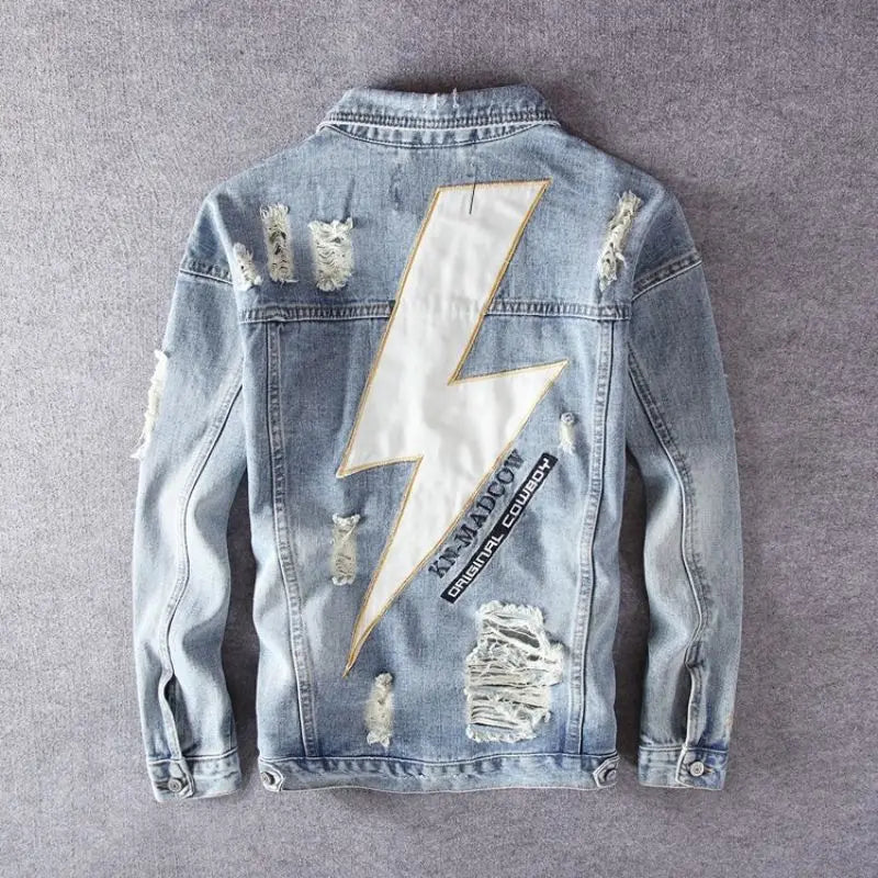 Ripped Washed Denim Jacket