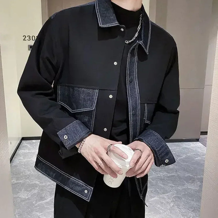 V-Neck Button Denim Jacket