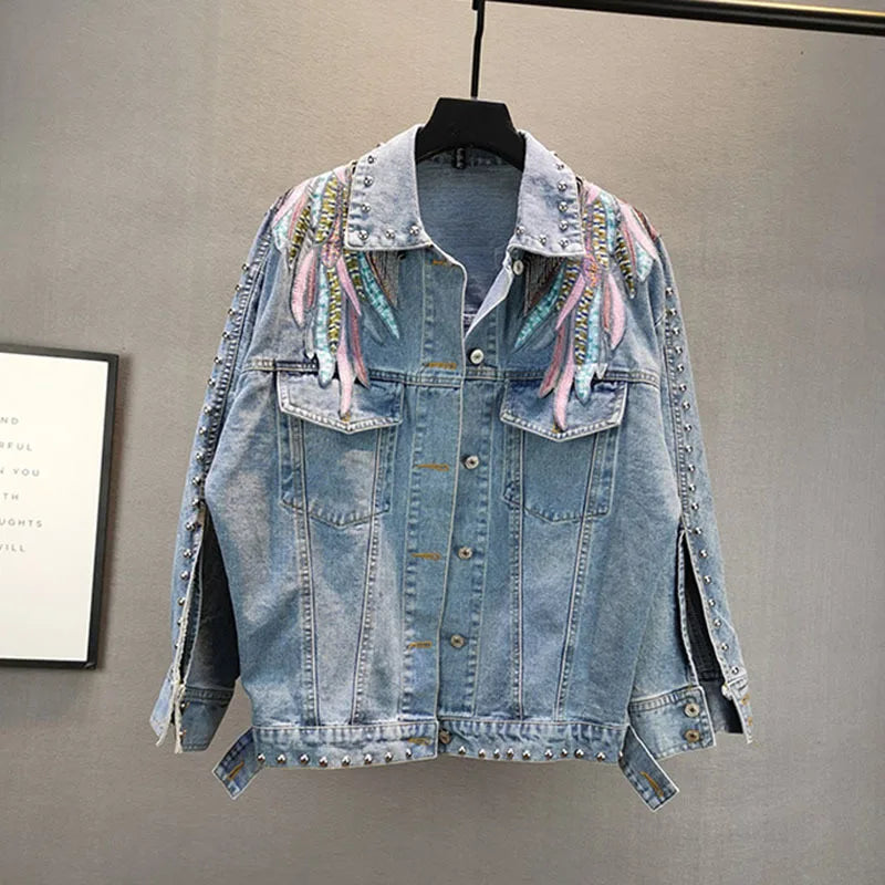 Chain Tassel Wing Denim Jacket