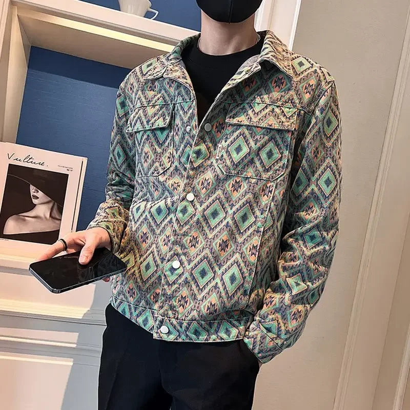 Pattern Print Denim Jacket