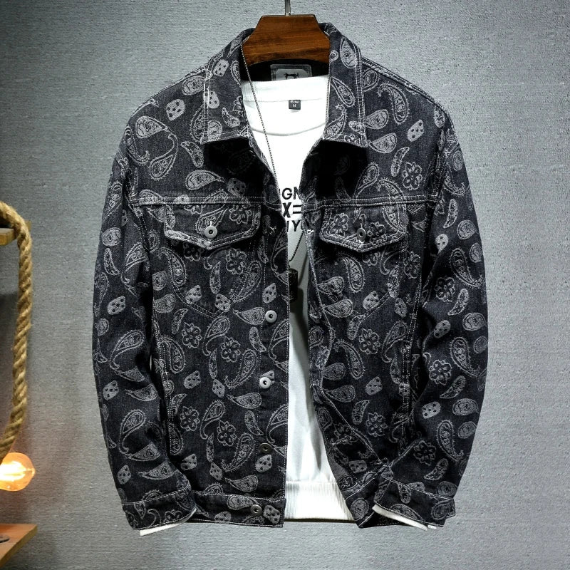 Cashew Printed Denim Jacket