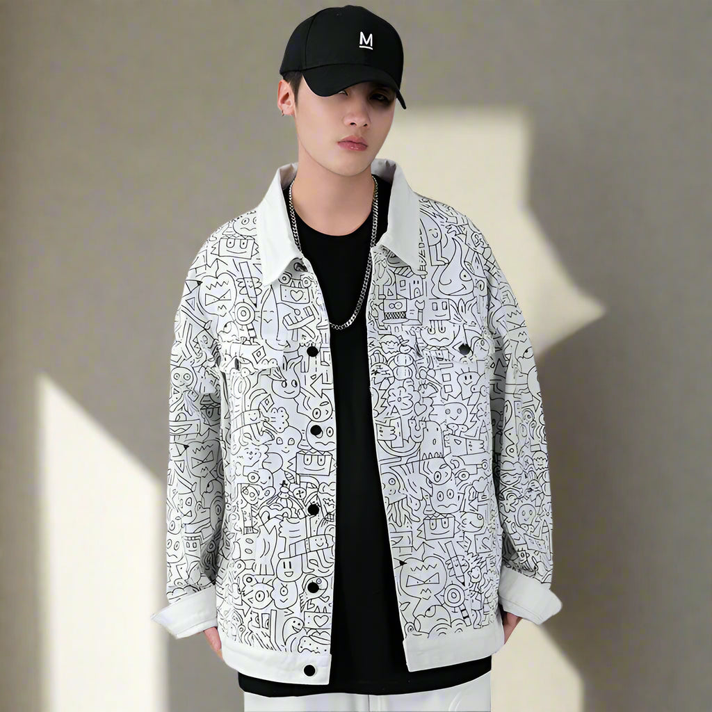 Printed Streetwear Denim Jacket
