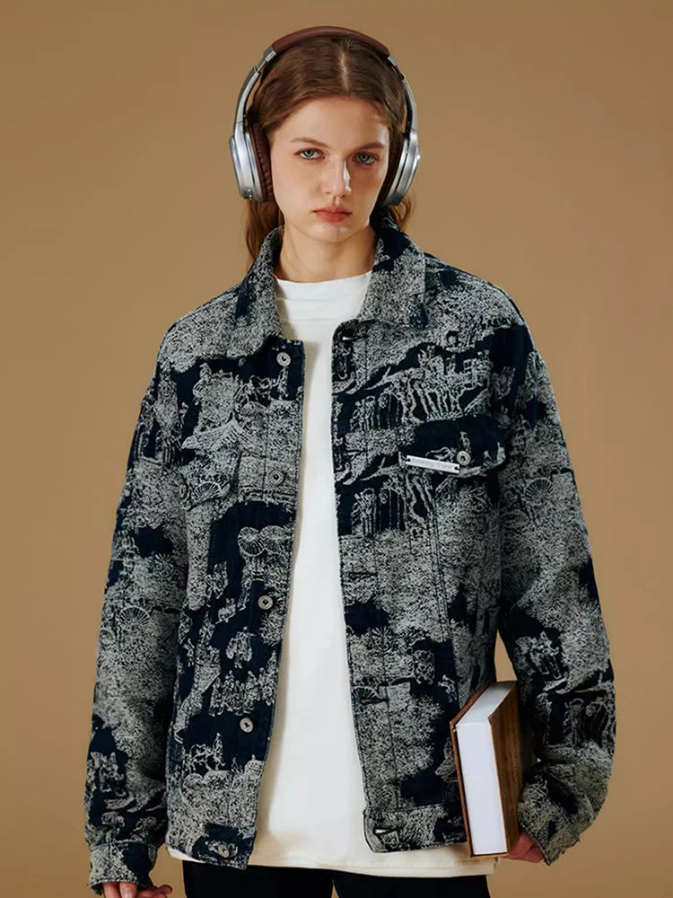 Jacquard Retro Denim Jacket