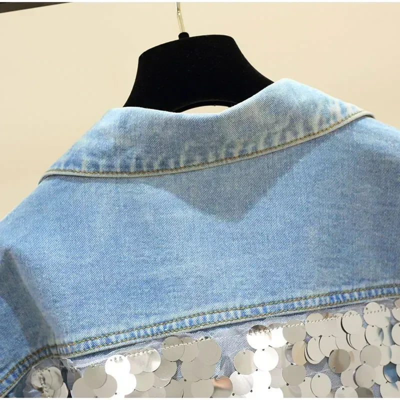 Back Sequins Denim Jacket
