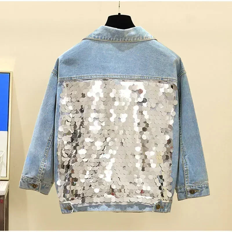 Back Sequins Denim Jacket