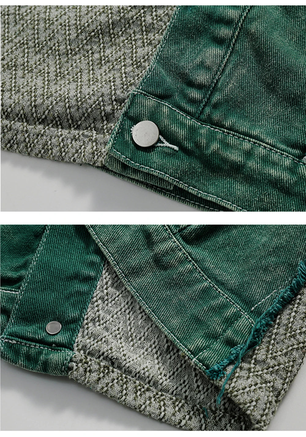 Green Patchwork Denim Jacket