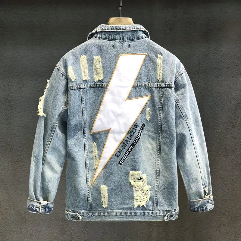 Ripped Washed Denim Jacket