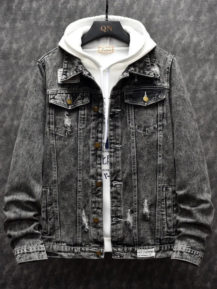 Hooded Patchwork Denim Jacket