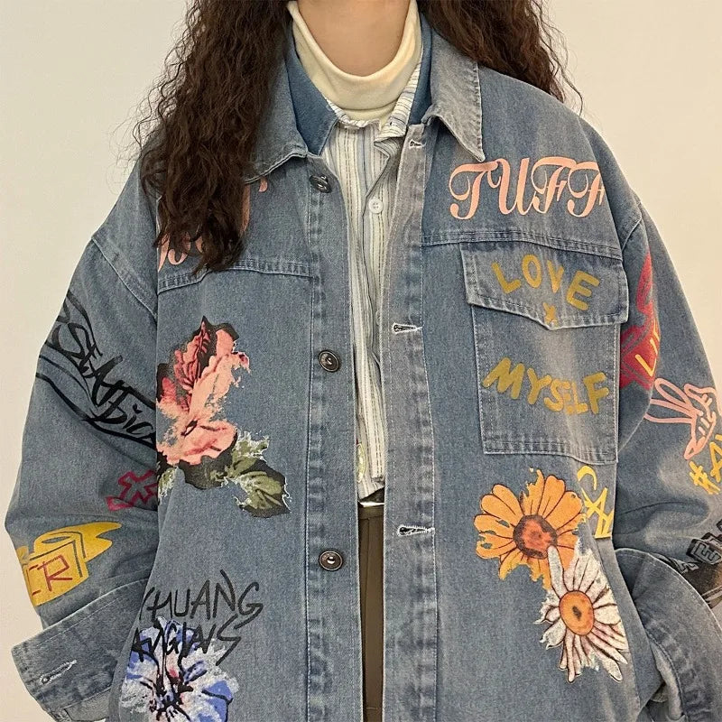 Floral Loose Denim Jacket