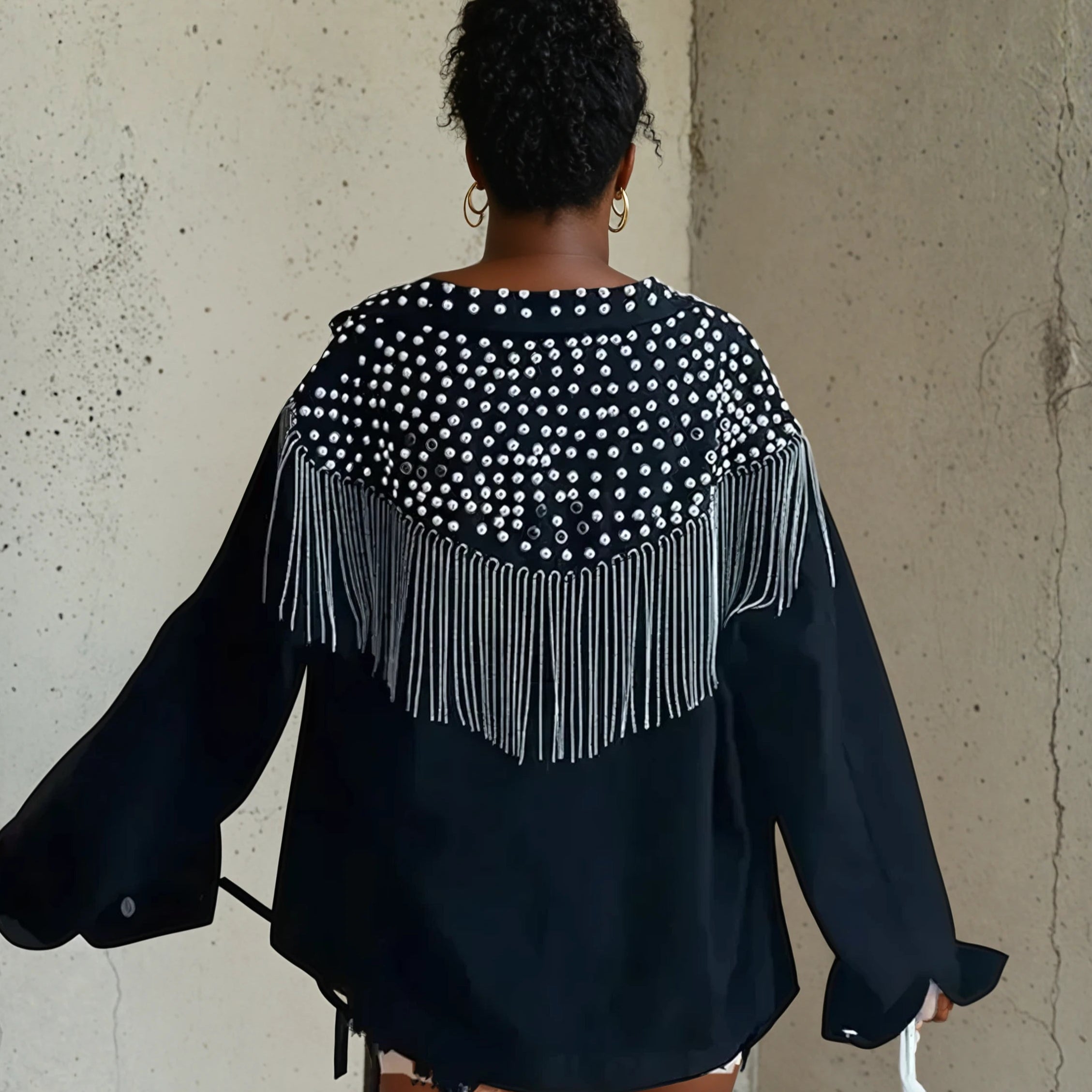 Studded Tassel Denim Jacket