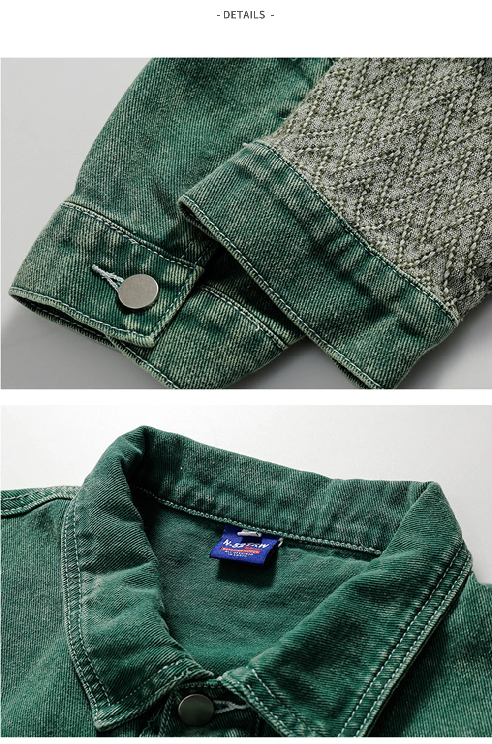 Green Patchwork Denim Jacket
