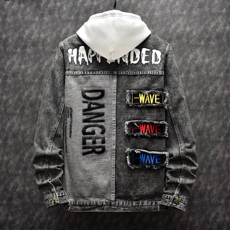 Hooded Patchwork Denim Jacket