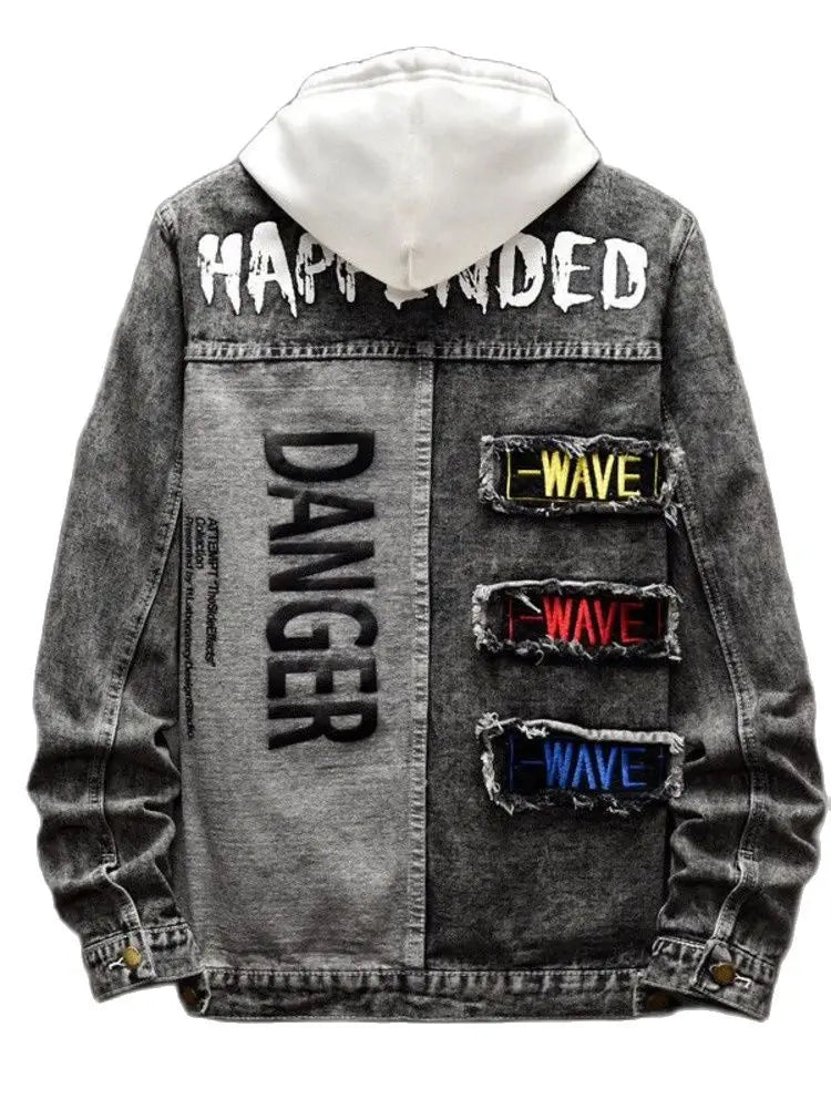 Hooded Patchwork Denim Jacket